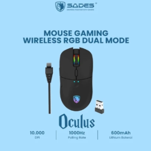 Sades Oculus S30 Mouse Gaming Wireless Dual Mode RGB ORIGINAL - NYK S80, Hitam